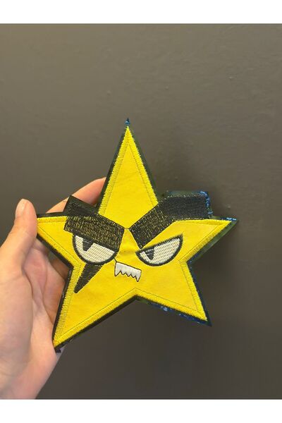 Gönülden Tasarım ACCESORIE DE CUSUT CU EMBLEMA STEAUĂ DE PIELE 16X16 CM Galben