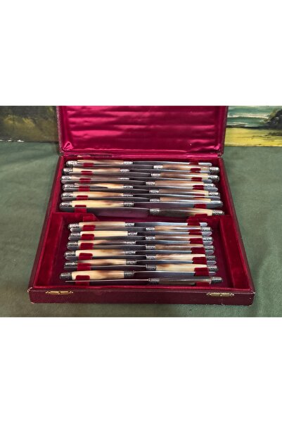 tayfuntufan antika koleksiyon 24-Piece French Knife Set with Horn Handle