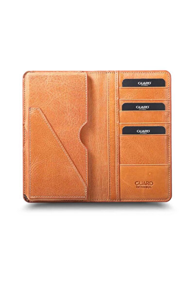 GUARD Antique Yellow Leather Unisex Wallet with Plus Phone Port
