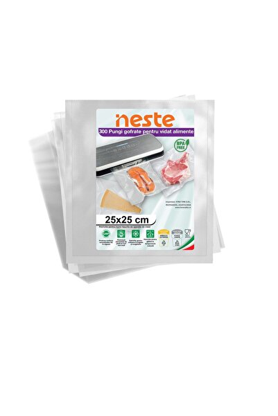 Neste Pachet 300 Pungi Vidat Gofrate pentru alimente, Neste® Professional, 25x25 cm