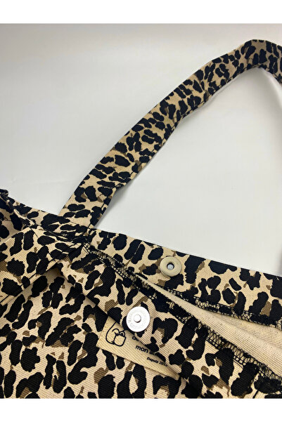 KOSTEBAG Leopar Desenli Kanvas Bez Çanta 35x40x15cm 300gr Kanvas Kumaş
