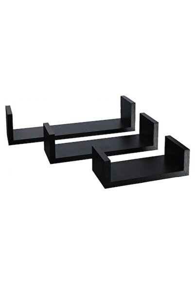 SHOPIENS Set 3 rafturi de perete maro închis pentru living, dormitor, hol, bucătărie, 42,5x10,2x10,2 cm