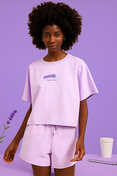 BONY SOCKS Lavender Kadın T-Shirt Pijama Üstü Lila