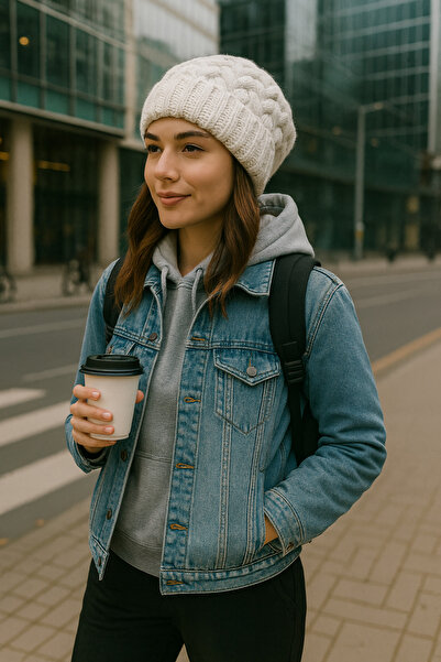 SİSTEM PELUŞ Elegant Knitted Patterned Beanie