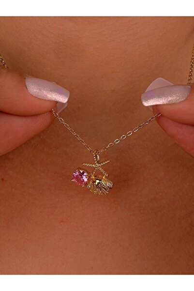 Furtek Aksesuar Deniz Yıldızı Deniz Kabuğu Çelik Gold Kolye Zarif Beach Minik Zirkon Zincir Hediyelik