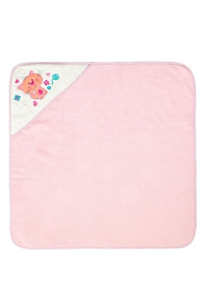 SHOPIENS Prosop Cu Gluga Bumbac Bebelusi Roz Pisica Carouri 75x75cm Fete