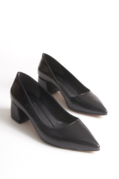 GULT Kadın Siyah Deri 5cm Stiletto