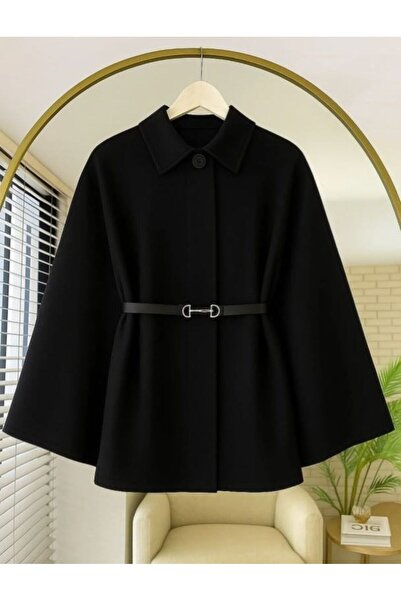 VESS MODA Cămașă cu curea pentru femei, cu guler, poncho, jachetă