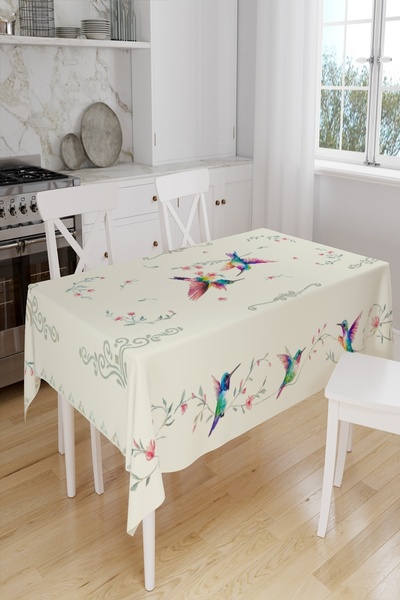 Else Dekor Τραπεζομάντιλο κουζίνας από ύφασμα σουέτ με ψηφιακή εκτύπωση με σχέδια πολύχρωμων πουλιών