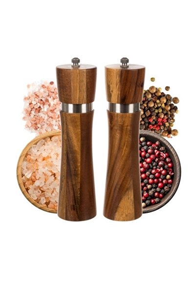 KESNUP Set de 2 râșnițe manuale de sare și piper cu mecanism ceramic, maro