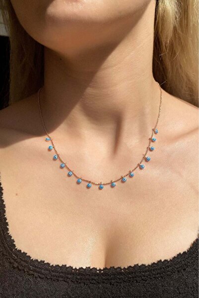 Spossy Silver Jewelry Mavi Mineli Nazar Göz Kolye