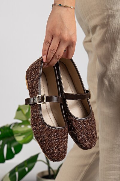 Jackers حذاء نسائي من قماش التويد مع حزام مطاطي أنيق لحفلات الزفاف، حذاء مسطح ناعم للاستخدام اليومي