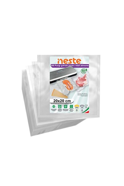 Neste Pachet 300 Pungi Vidat Gofrate pentru alimente, Neste® Professional, 20x20 cm