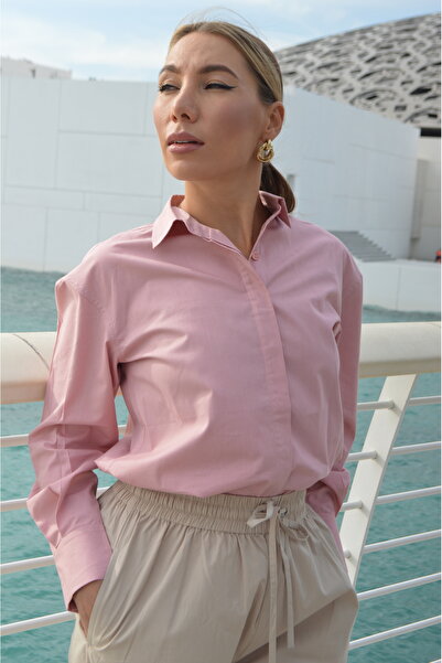 Ease of Wear OVERSIZE PINK SHIRT POPLIN