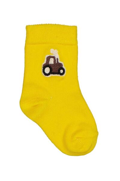 Civil Baby Traktör Aksesuar Nakışlı 2'li 6- Bebek Erkek Çorap Set - Sarı18 Ay