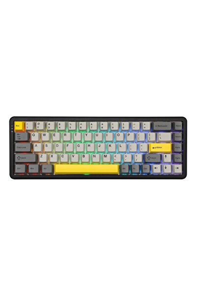 Ajazz AK680 Max Gri Front Printed Magnetic Rice Manyetik Switch RGB Hotswap M...