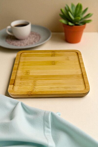 Kitchen Way Bamboo Serving Tray Square Tray 25cm Kw-155