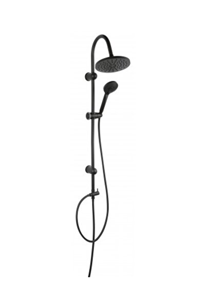 FERRO 2 in 1 Package Rondo shower column, with Algeo Matte Black shower mixer, Matte Black shower bar set