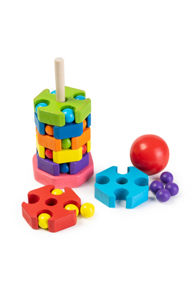 Nurio Jucărie puzzle din lemn - Turn stivuibil Montessori -