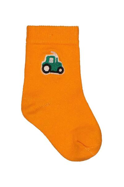 Civil Baby Tractor Accessory Embroidered 2-Piece Set of 6-18 Months Baby Boy Socks - Yellow 12 Months