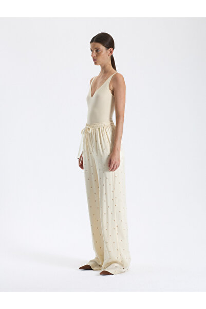 BAQA Patterned Ecru Palazzo Pants