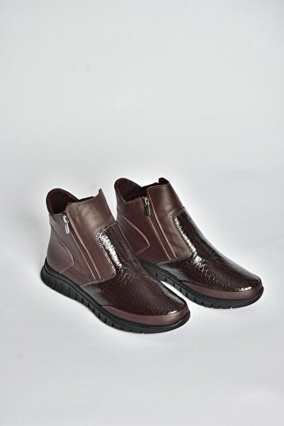 Fox Shoes V555709303 Ghete de damă din piele naturală maro cu imprimeu crocodil