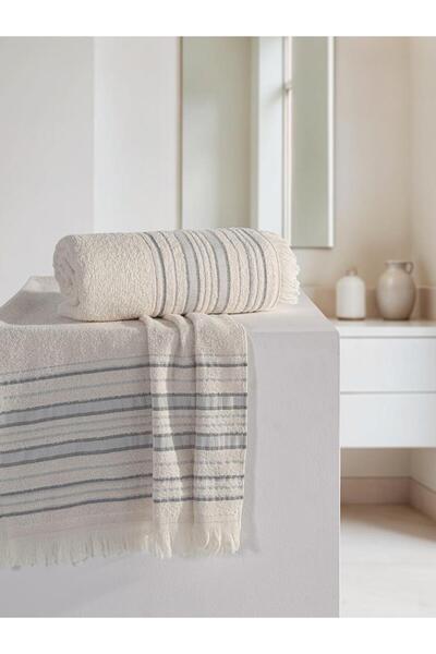 MODALİN طقم مناشف قطنية 100% بتصميم عتيق - قطعتان - 50×90، 70×140