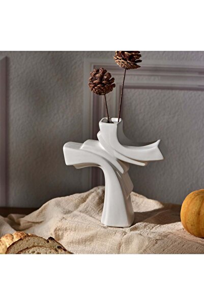 Danube Home Florence Ceramic Astraddle C Vase Large – Modern Decorative Flower Vase for Home & Office