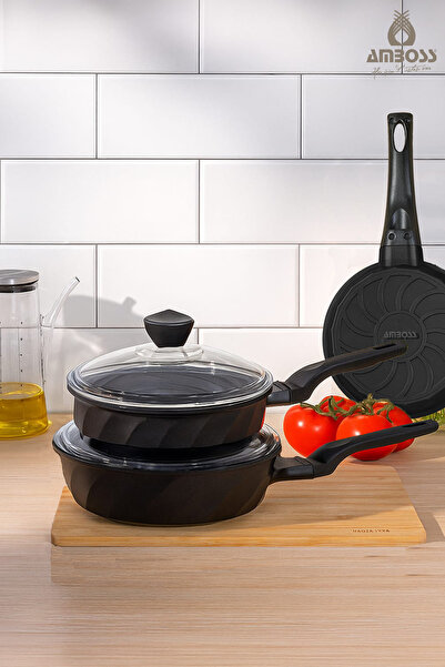 Amboss Vento 6 Piece Cast Iron Pan with Glass Lid 18-22-26 cm