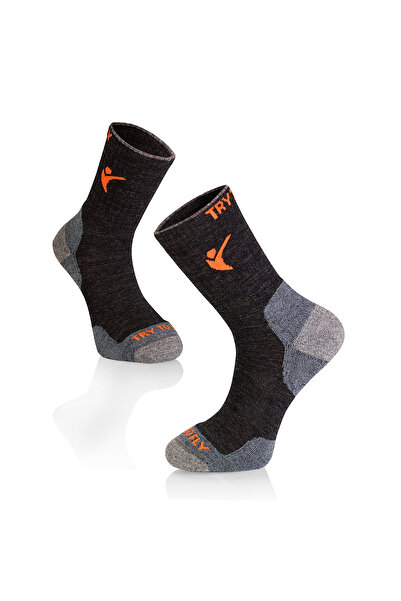 Try to Fly Șosete pentru Drumeție din Lână de Merinos Antracit