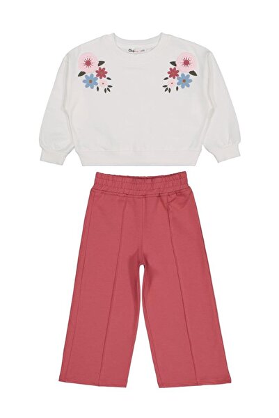 Civil Girls Flower Embroidered 2-5 Years Old Tracksuit Set - Ecru4-5 Years Old