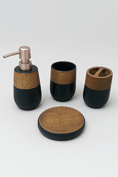 renkliürün Seramik Siyah Banyo Sabunluk Seti