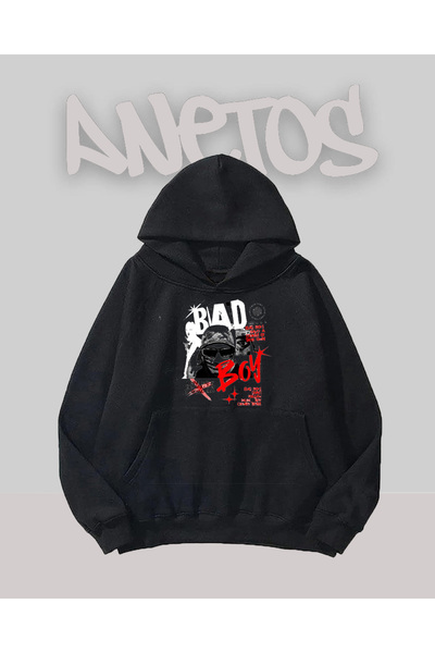 Anetos Μπλουζάκι Bad Boy Design Μαύρο Μπροστινό με τύπωμα