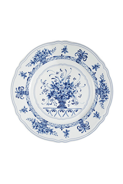 Le Coq Porcelaine -Neos Anthiros - White and Blue Dessert Plate - 20.5 cm
