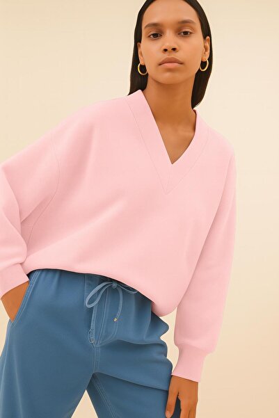 E-ROMA UNISEKS SWEATSHIRT SA V-IZREZOM