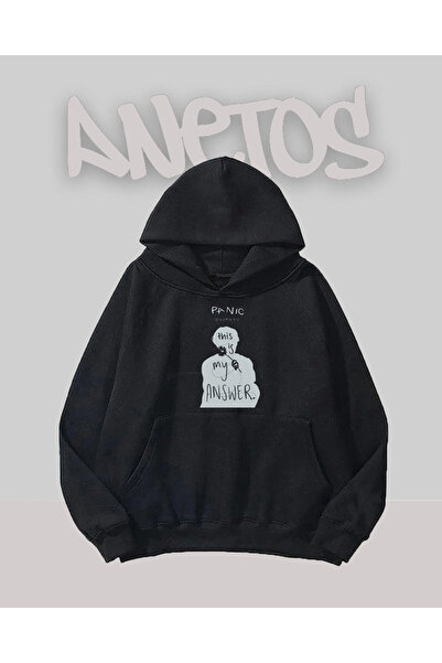 Anetos TXT 4 Design Negru Față cu imprimeu Swea tricou