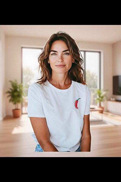 Rachel Silver Altın Renk Soğuk Mineli Kırmızı Biber Figürlü Broş