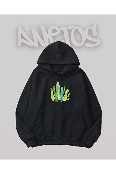 Anetos Cactus 2 Design Negru Față cu imprimeu Swea tricou