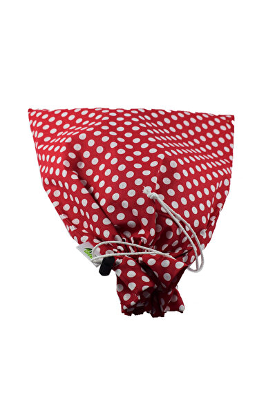 VeraGreen Padded bag for bread 3-4 kg, cotton, with drawstring and stopper, red with polka dots, size XL