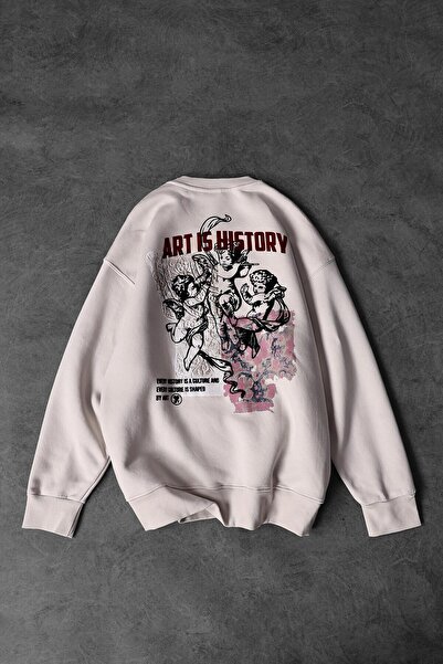 Slatra Ανδρικό φούτερ με στάμπα Art Is History σε μπεζ χρώμα