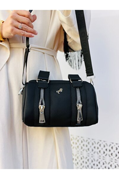 Çanta Trend حقيبة يد نسائية بحزام كتف من ميامي بولو كلوب مع إكسسوارات سوداء ا...