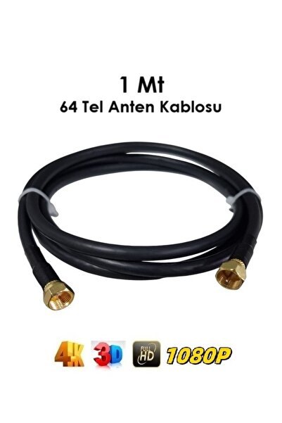 Vwin 1 Metre 64 Tel Rg6/U4 Hazır Gold Uçlu Uydu Çanak Anten Kablosu “Hazır Ta...