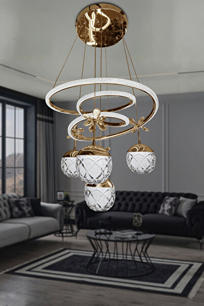 DEKORLİVE Eylül İthal Çift Yönlü 4 Top Akrilik Modern Sarkıt Led Avize