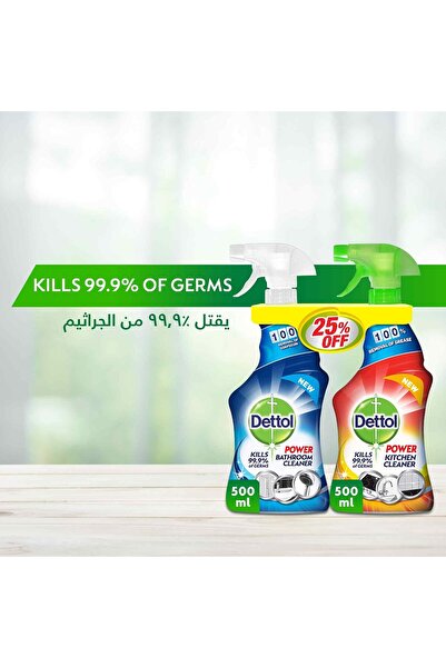 Dettol Powerful Bathroom and Kitchen Cleaner Spray - Pack of 2 (2 × 500 ml)