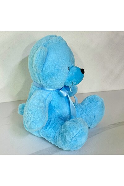 velve Ursulet de plus Tobi, cu fundiță, Inaltime 24 cm, Albastru