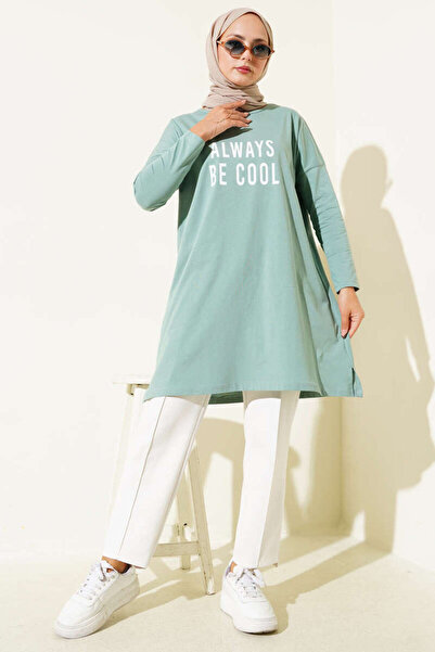 Smy moda Women's Printed Tunic Crew Neck Long Sleeve