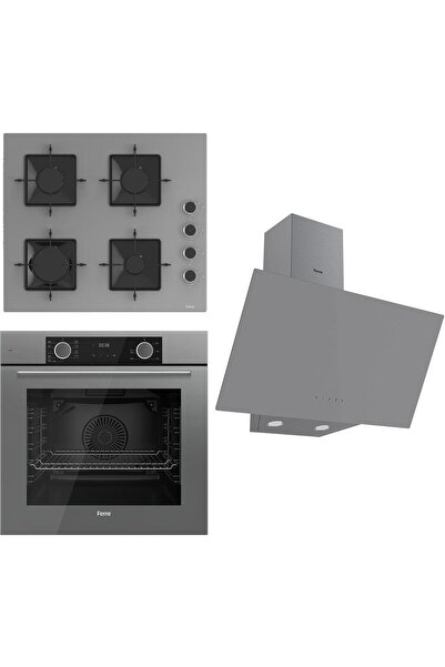 Ferre Fryart Ss Serisi Gri Set (SS208 + XE63CPR +D079 ) - Kare Emaye Izgara
