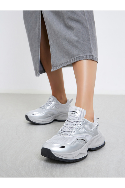 Styli Metallic Detail Lace Up Sneakers