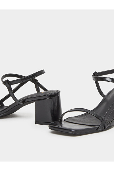Styli Black Block Heel Slingback Sandals