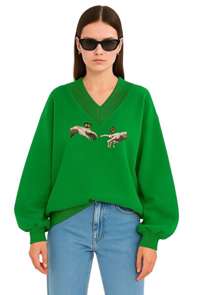 DM DOLCE MORE SWEATSHIRT UNISEX CU DECOLTEU IN V CU IMPRIMARE DEGETE